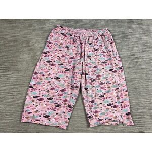 Dreams Co Pajama Pants Womens Large Pink Fish Pattern Cotton Capri